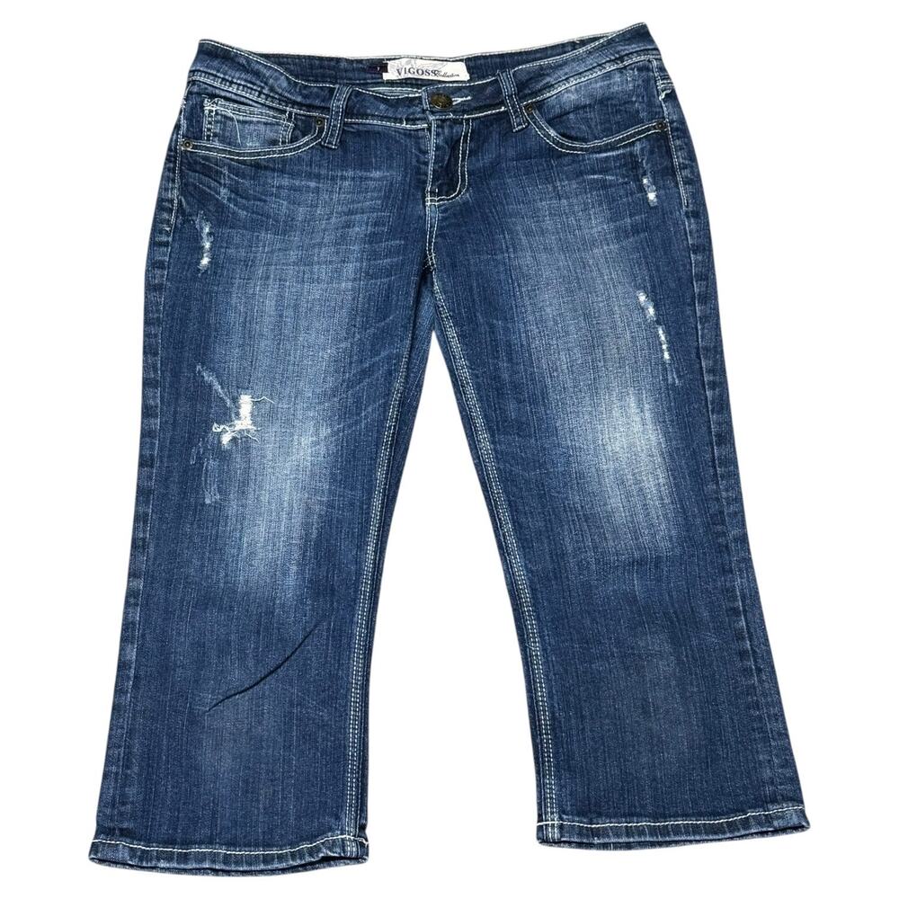 Vigoss Collection Low Rise Distressed Capri 7